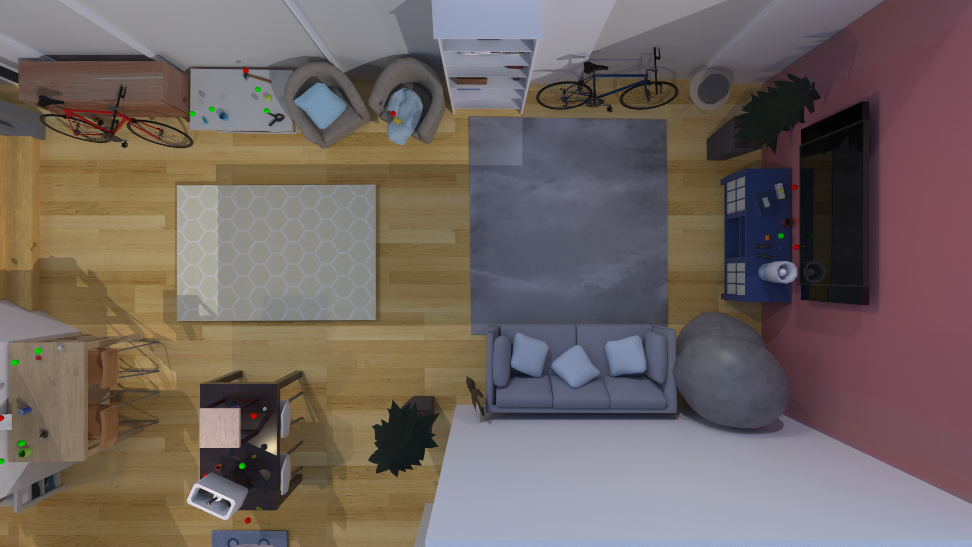 Spatial distribution of successes and failures across scenes